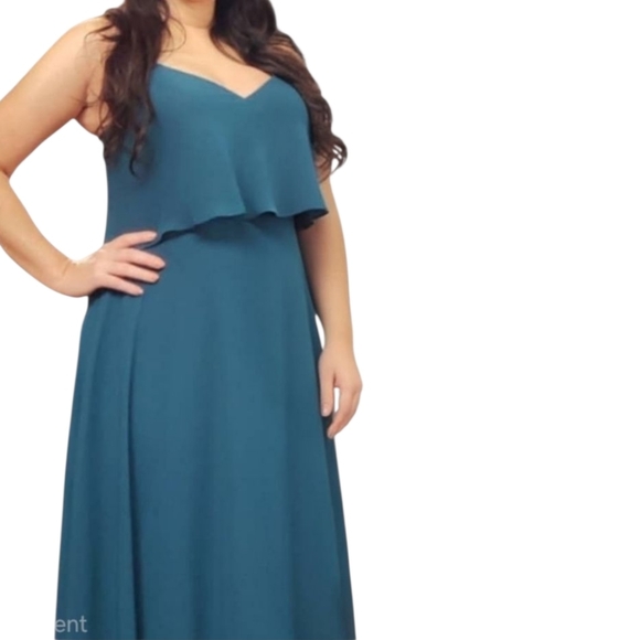 KF Bridal Dress Floor Length Sleeveless Bridesmaid Blue Green Size 8 - Picture 2 of 5